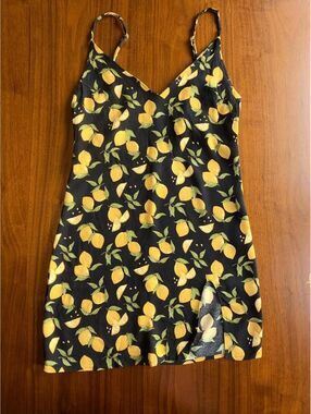 Reformation Black Lemon Print Mini Dress - Size XS